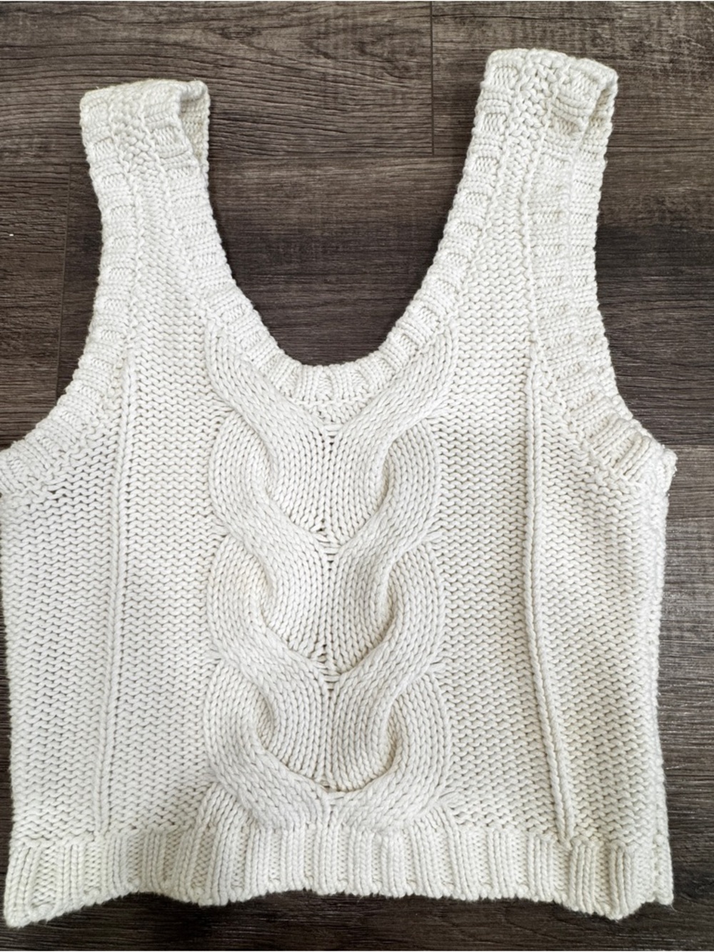 STAUD Cream Cable Knit Cropped Tank - Picture 6 of 6